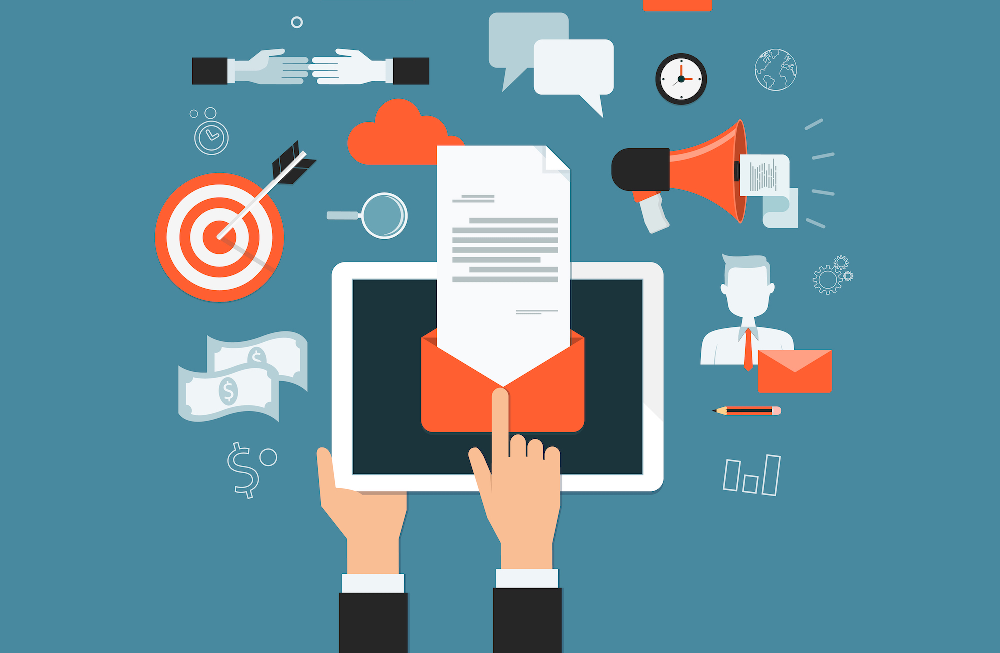 vector illustration of person composing email