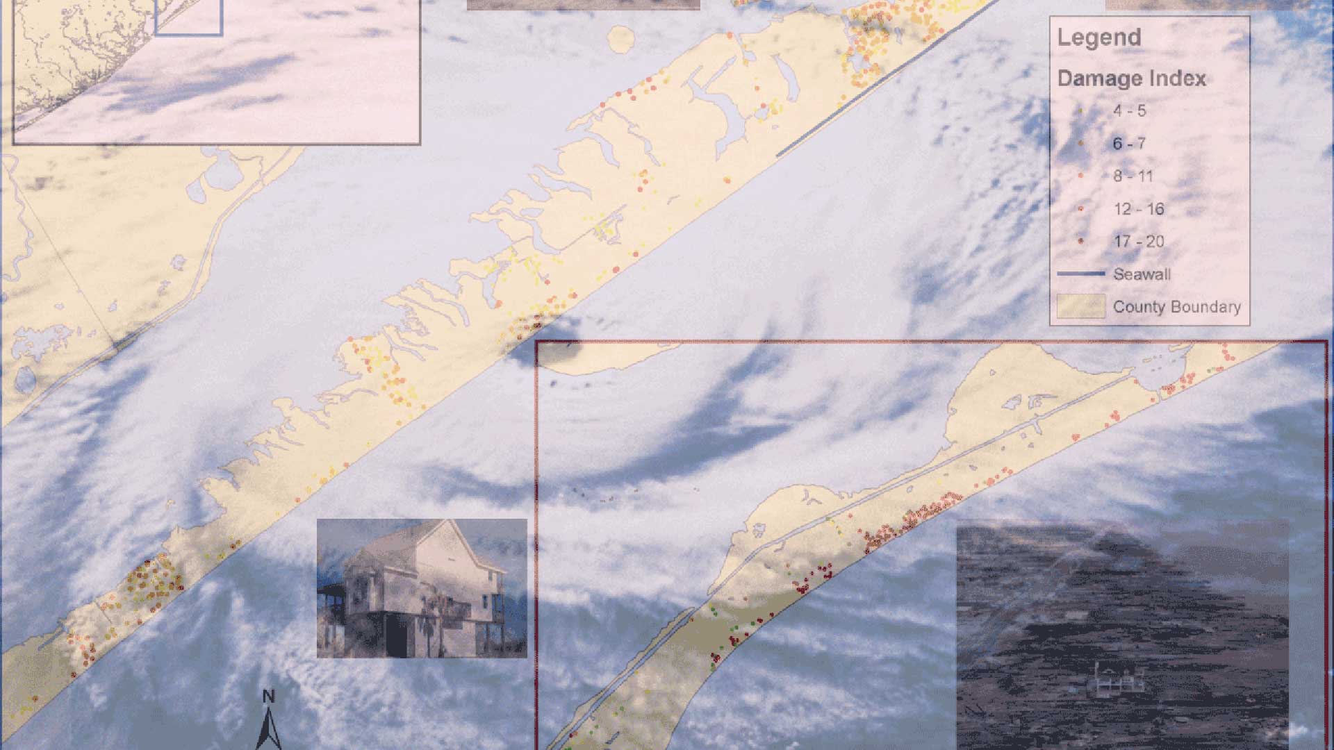 closeup map of texas showing weather conditions