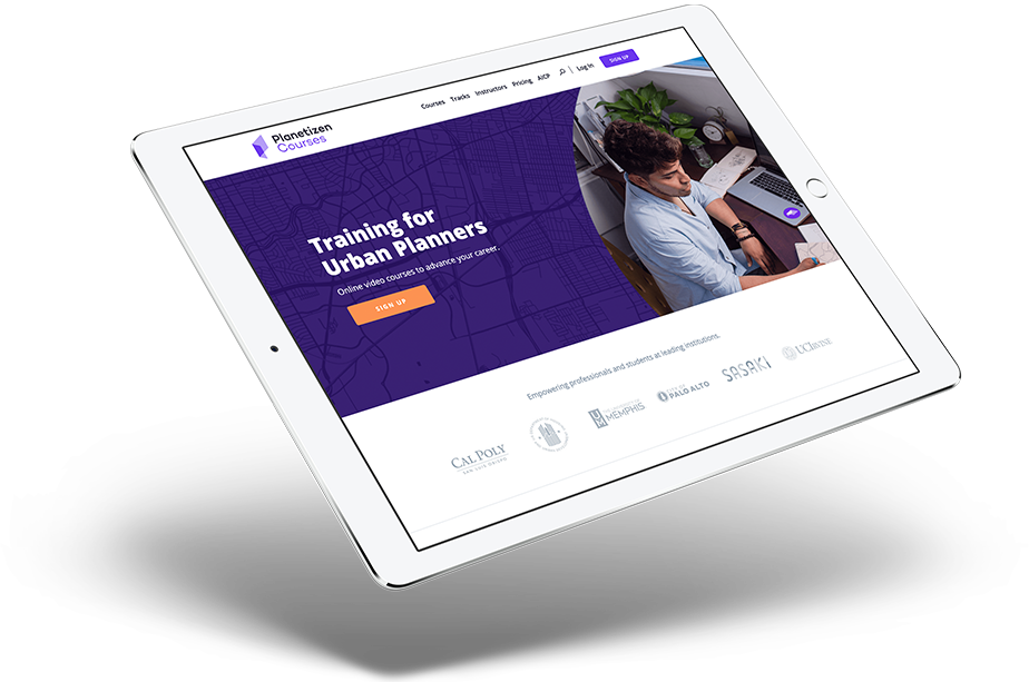 Online urban planning courses on tablet device