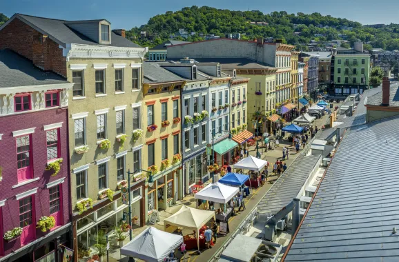 Findlay market on a colorful street in Ohio.