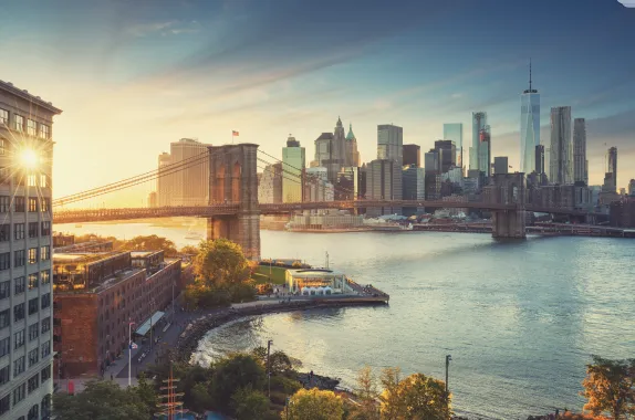 Brooklyn Bridge Park at golden hour