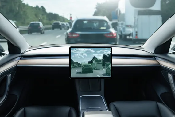 Inside an autonomous vehicle