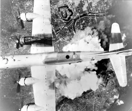 A B-29 over Osaka, Japan on 1 June 1945