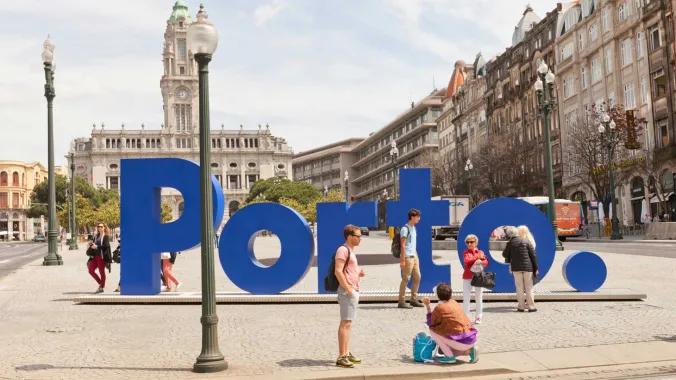 large sculptures that spell out Porto in Porto Portugal