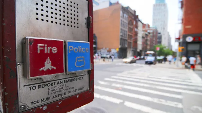 emergency call box on public street