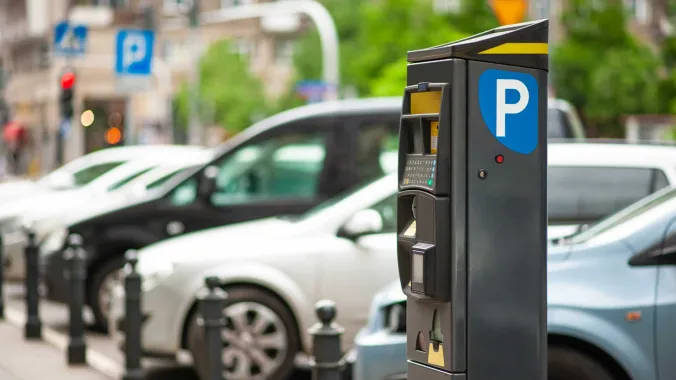 parking meter on sidewalk