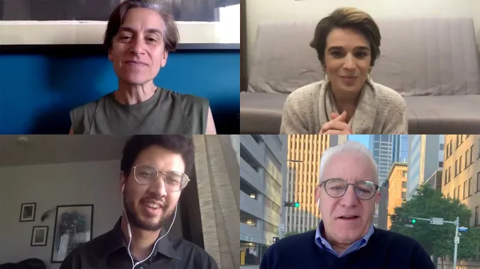 screen capture of the four panelists