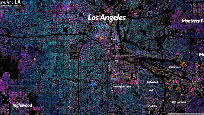 color coded map of Los Angeles using mapbox