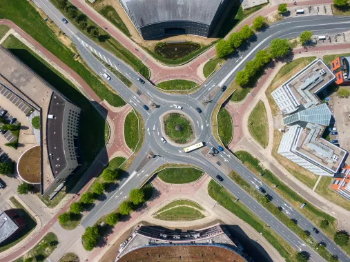 A grade-separated roundabout in the Netherlands
