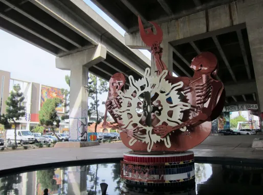 sculpture in an urban plaza
