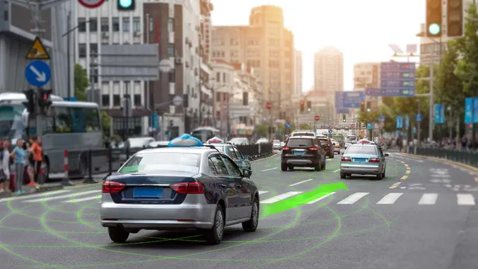 autonomous vehicles on street