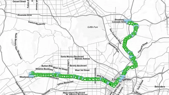 screenshot of transit map for urban planning course