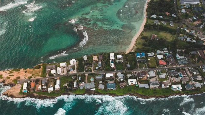 beach houses on coastline