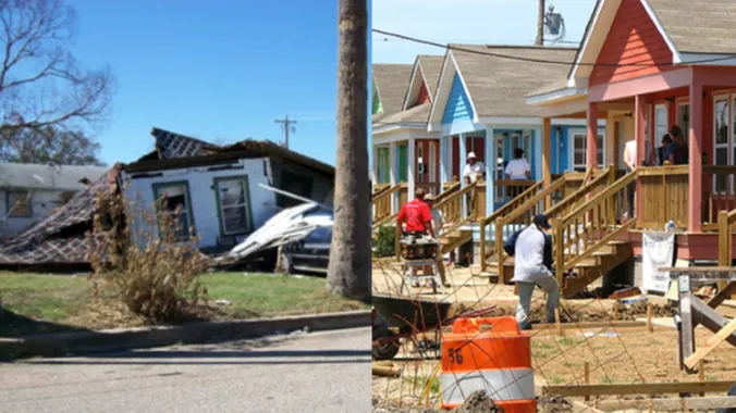 homes being rebuilt from natural disaster