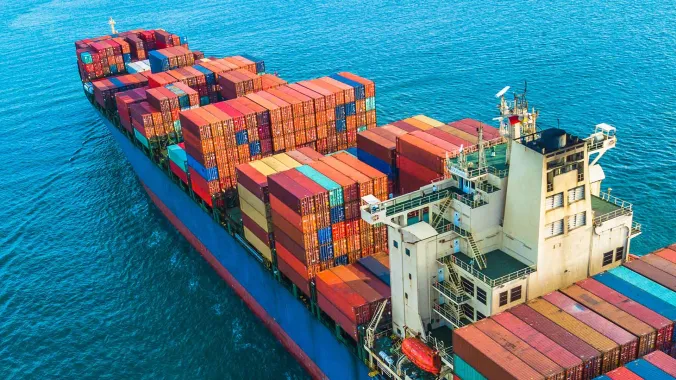 cargo ship with freights 
