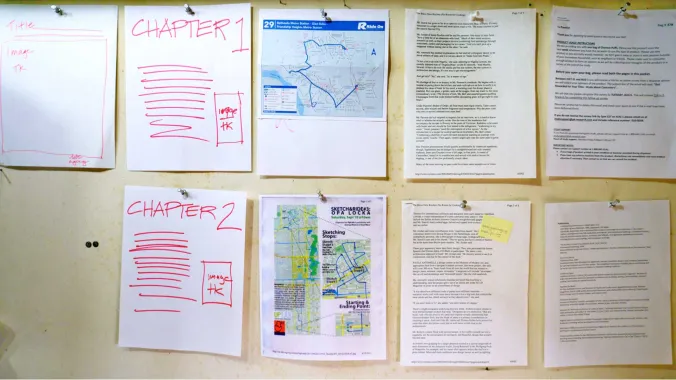 documents pinned to bulletin board