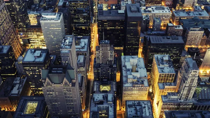 night cityscape of chicago 