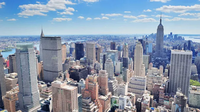 aerial view of new york skyline