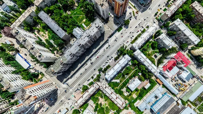 aerial view of city for urban planning course