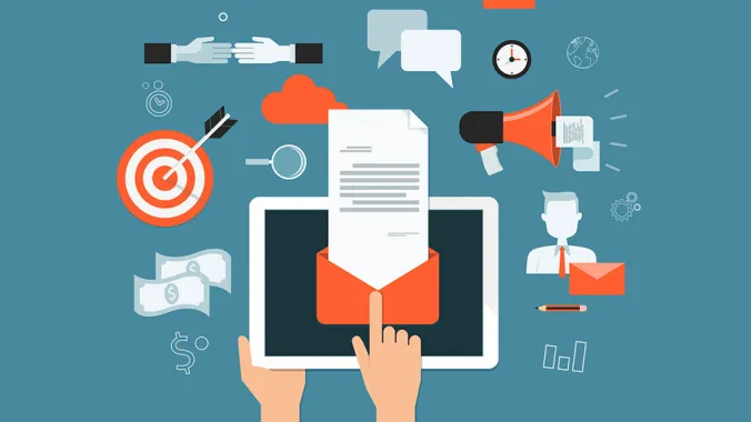vector illustration of person composing email for urban planning course