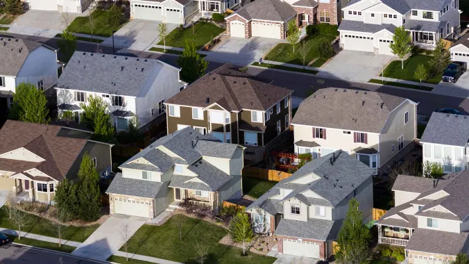 aerial view of suburban homes