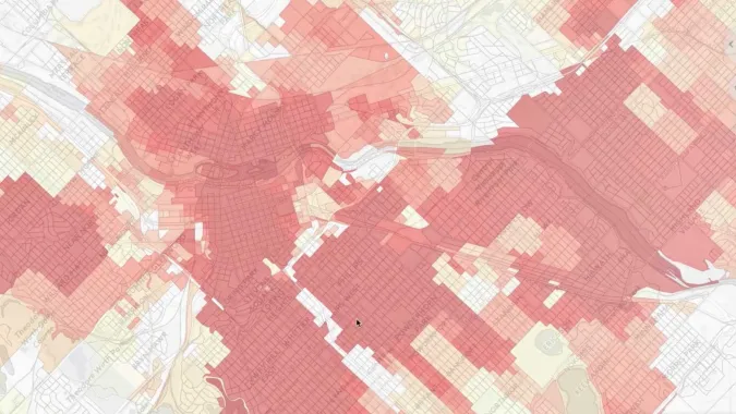 map created in Urbansim cloud platform for urban planning course