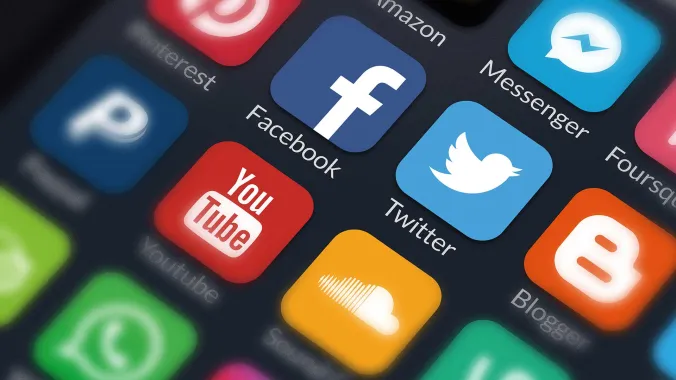 social media apps on cellphone screen