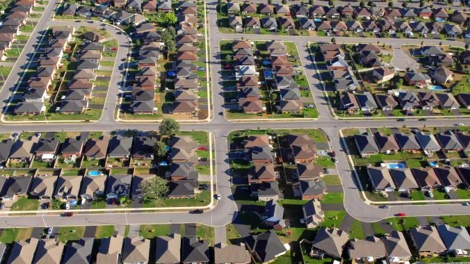 suburban homes aerial photo