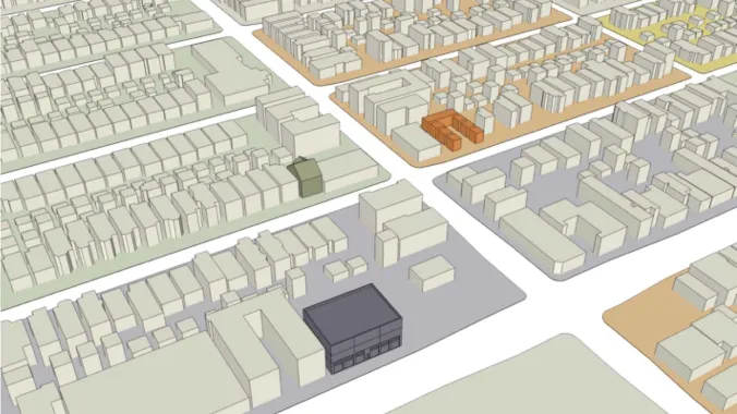 sketchup model of cityblocks for urban planning course