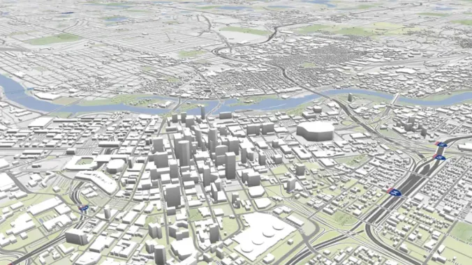 3-d map created in urbansim cloud platform for urban planning course