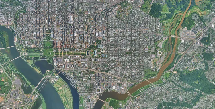 Top down view of Washington D.C.