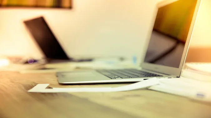 open laptop on desk