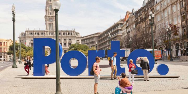 large sculptures that spell out Porto in Porto Portugal