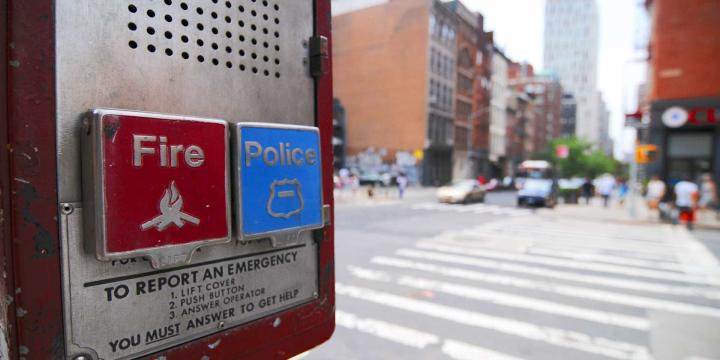 emergency call box on public street