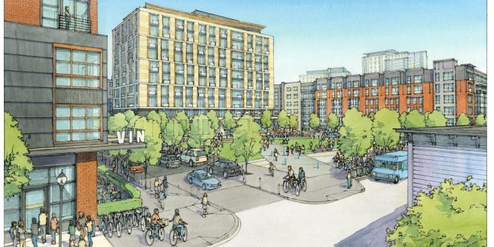Sketch of a mixed-use street scene