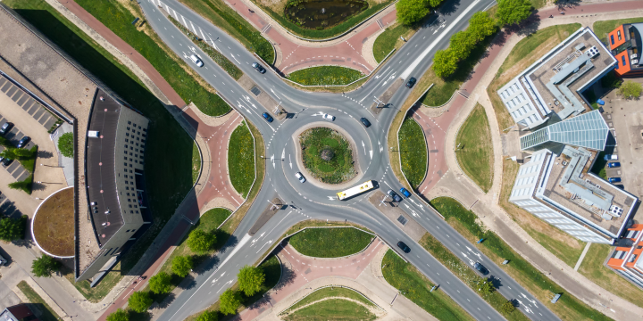 A grade-separated roundabout in the Netherlands