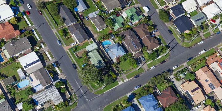 aerial of residential streets