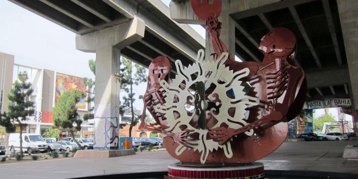 sculpture in an urban plaza