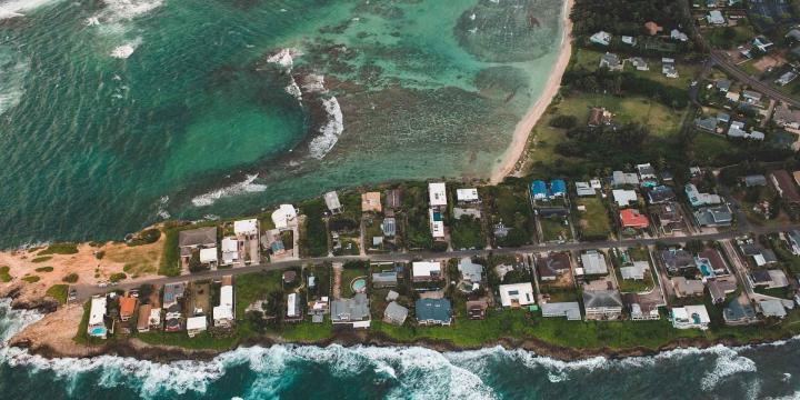 beach houses on coastline