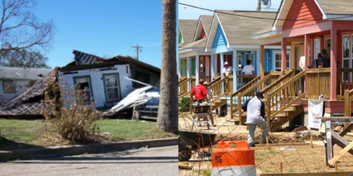 homes being rebuilt from natural disaster
