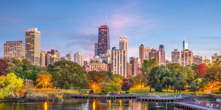 skyline of LInkcoln Park Chicago