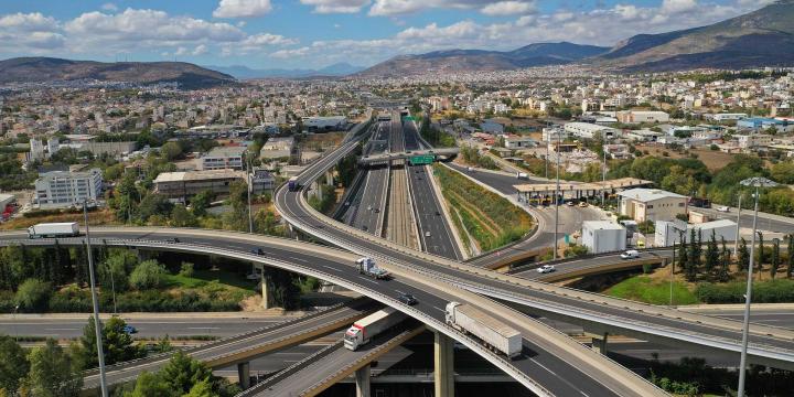 aerial of freeways connecting