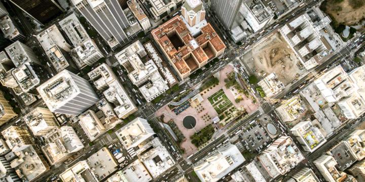 aerial view of city buildings