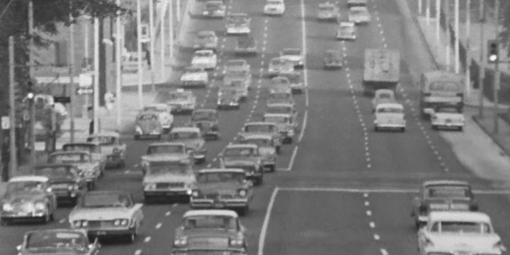 traffic of cars on city street