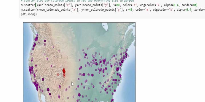 plot map of United States creating in python for urban planning course