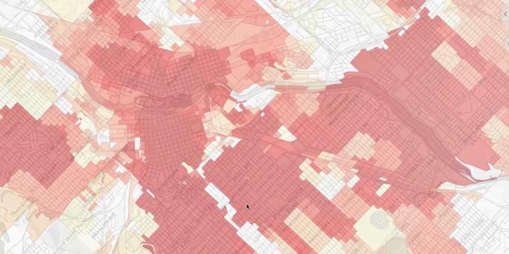 map created in Urbansim cloud platform for urban planning course