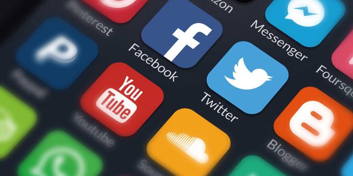 social media apps on cellphone screen