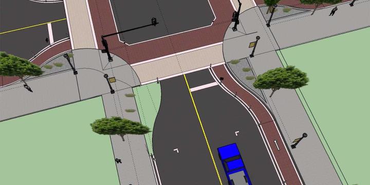 streetscape design created in sketchup for urban planning course