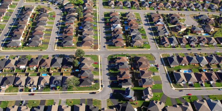 suburban homes aerial photo