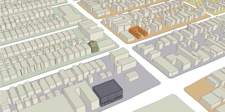 sketchup model of cityblocks for urban planning course